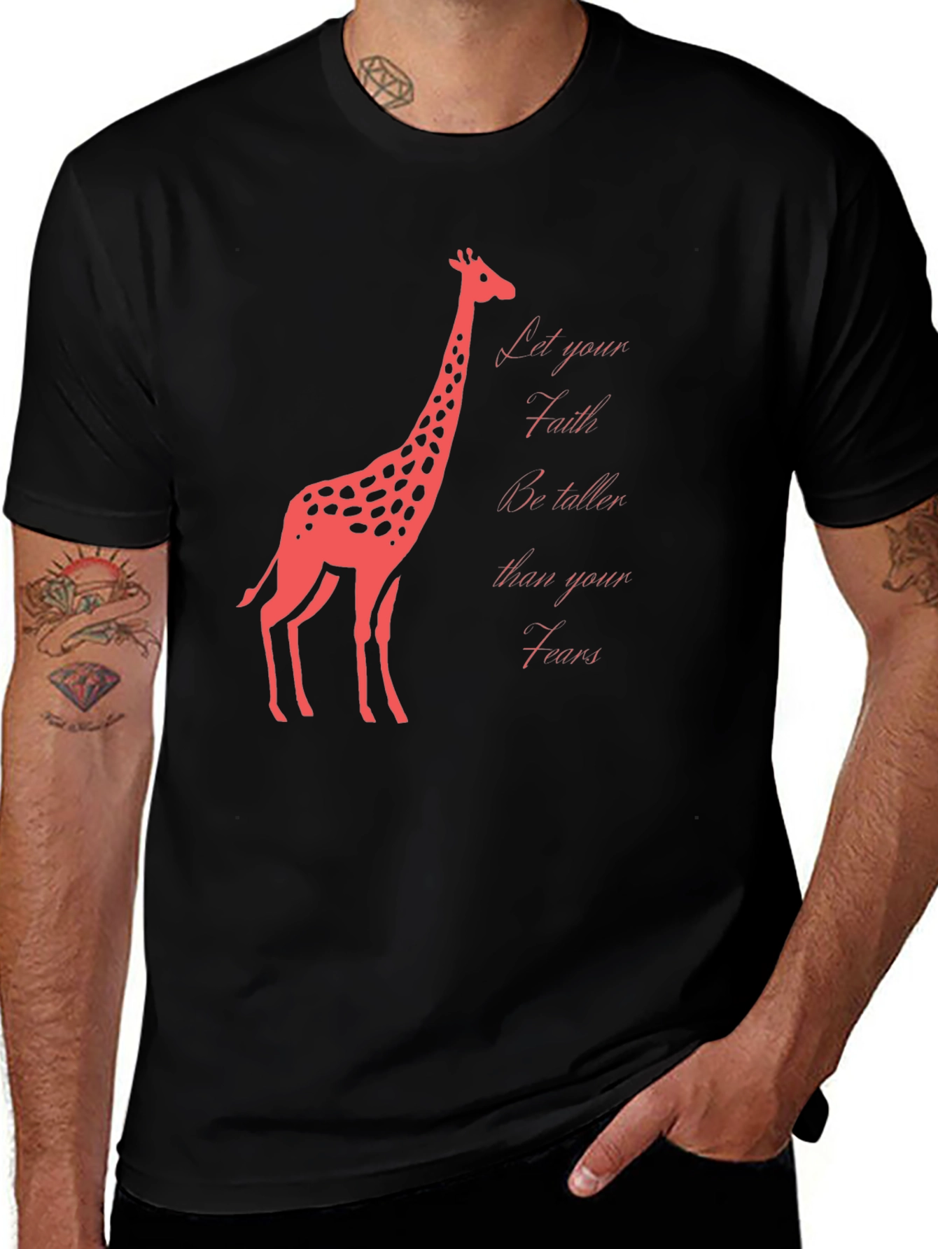 Faith Over Fears Giraffe Graphic T-Shirt