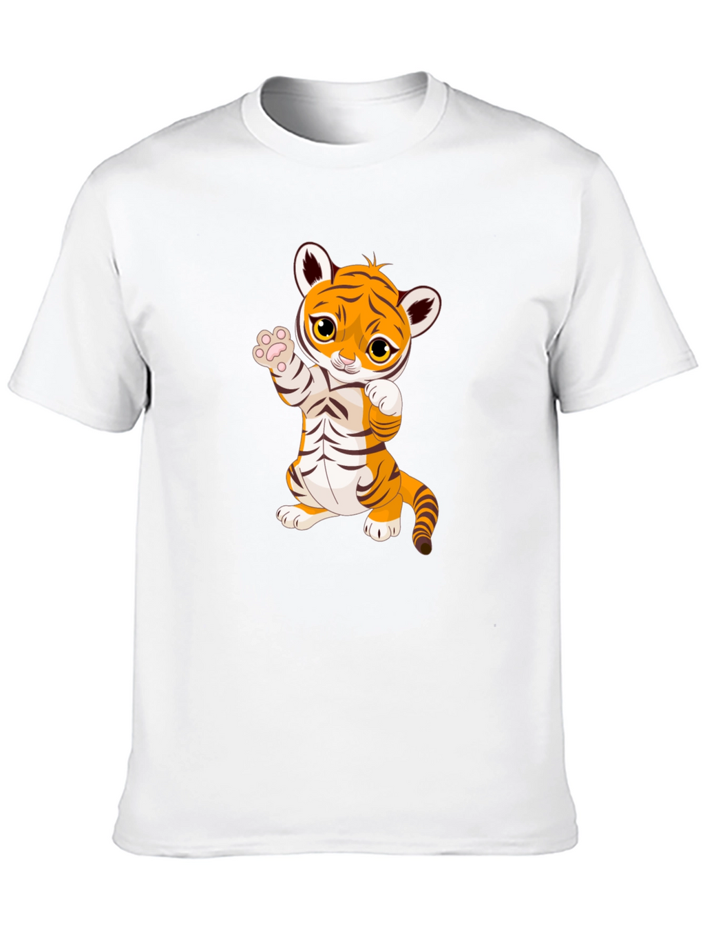 Cute Cartoon Tiger Black T-Shirt