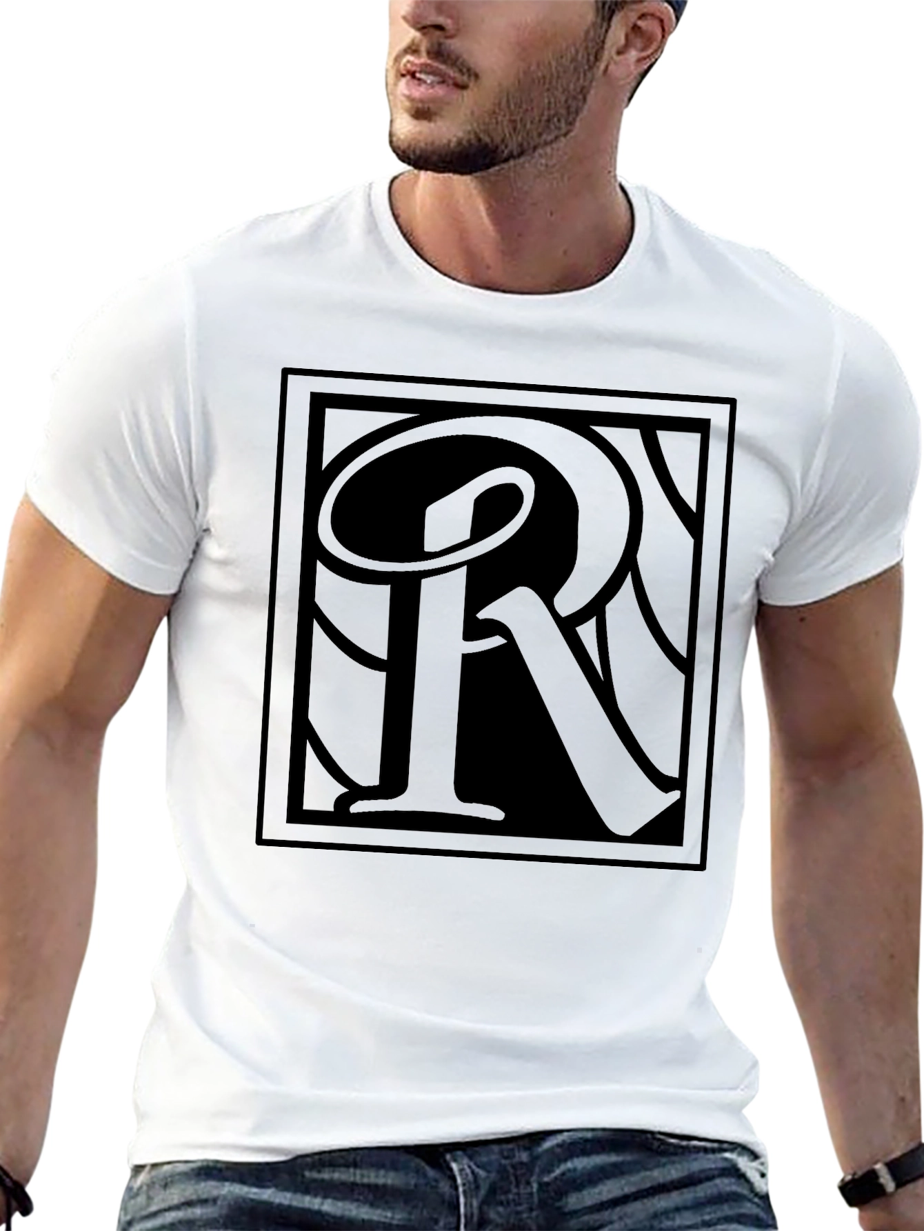 Monochrome R Graphic Tee - Modern Streetwear