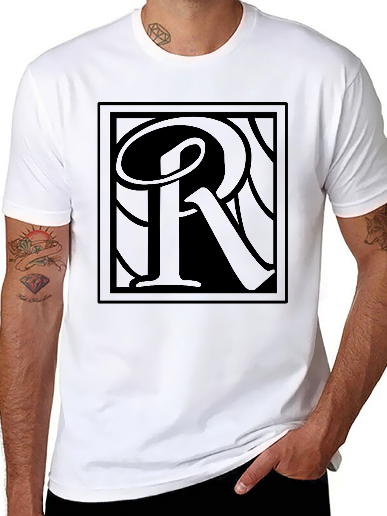Monochrome R Graphic Tee - Modern Streetwear