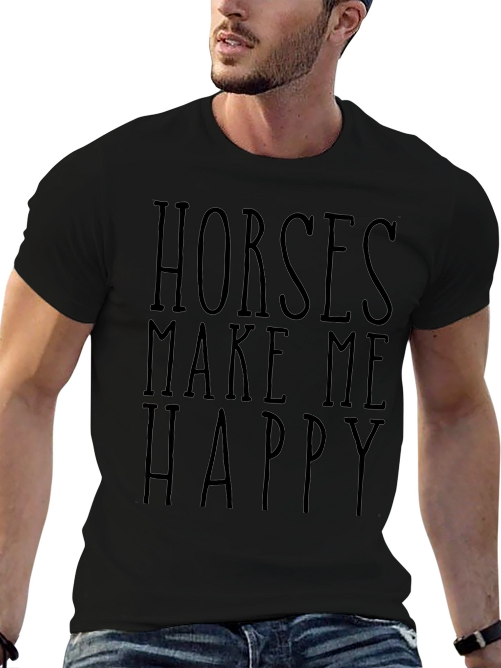 Horses Make Me Happy Graphic Tee - Unisex