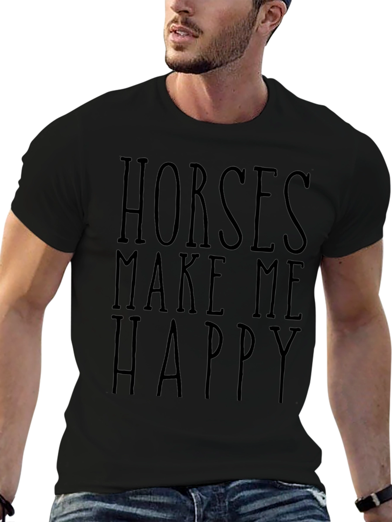 Horses Make Me Happy Graphic Tee - Unisex