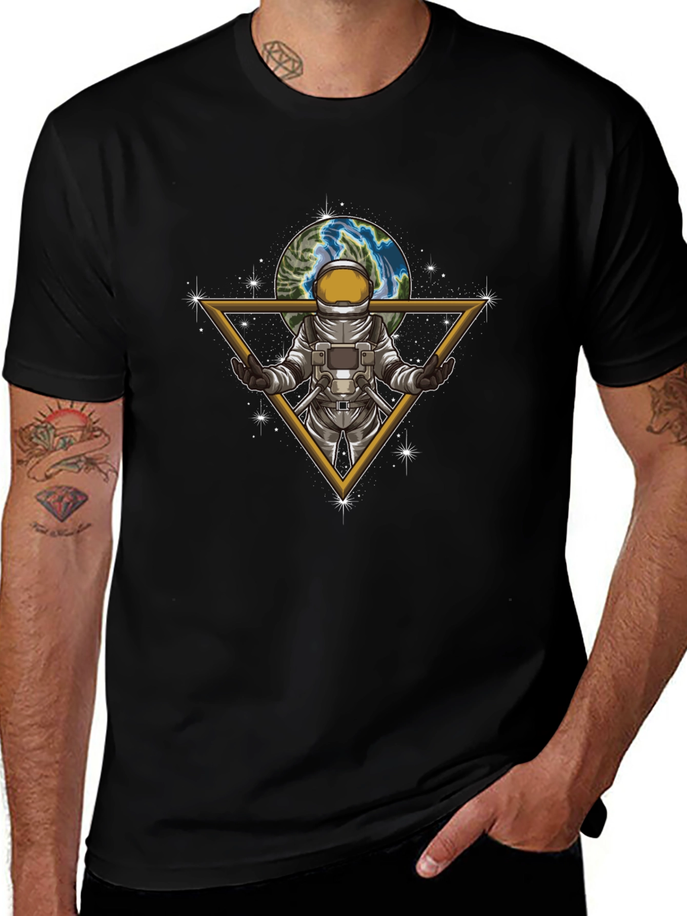 Astronaut Earth Graphic Tee - Stylish Space Design