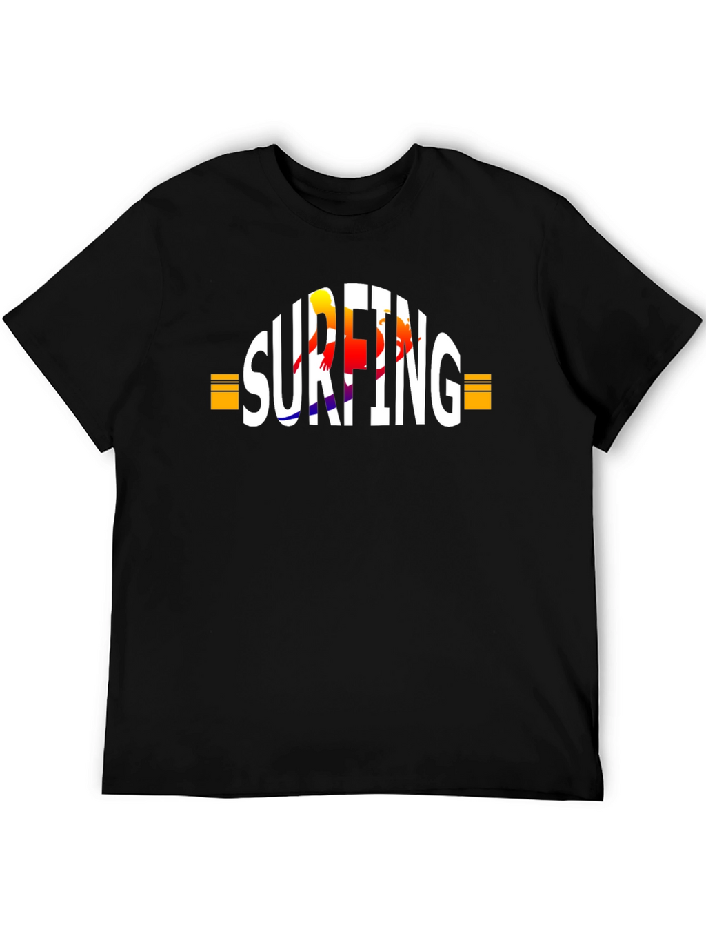 Surfing Graphic T-Shirt - Black Cotton Tee