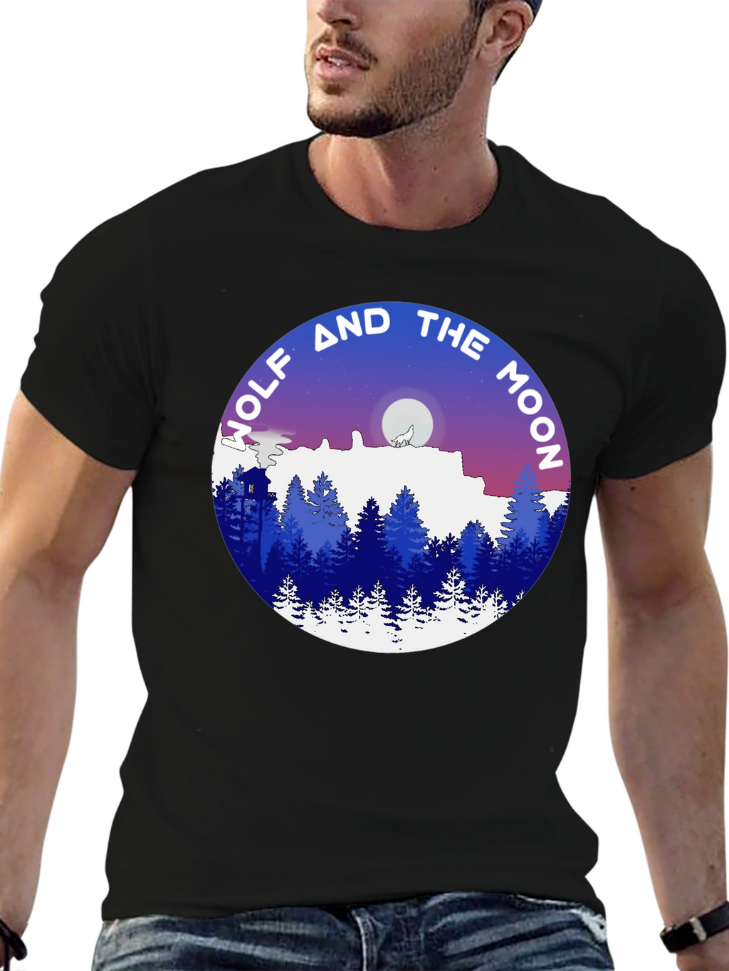 Wolf and the Moon Graphic T-Shirt