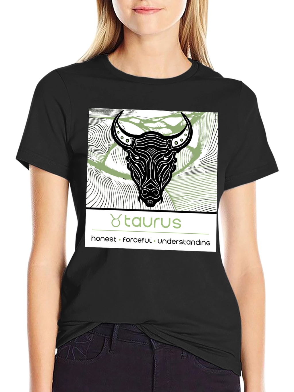 Taurus Zodiac Graphic Black T-Shirt