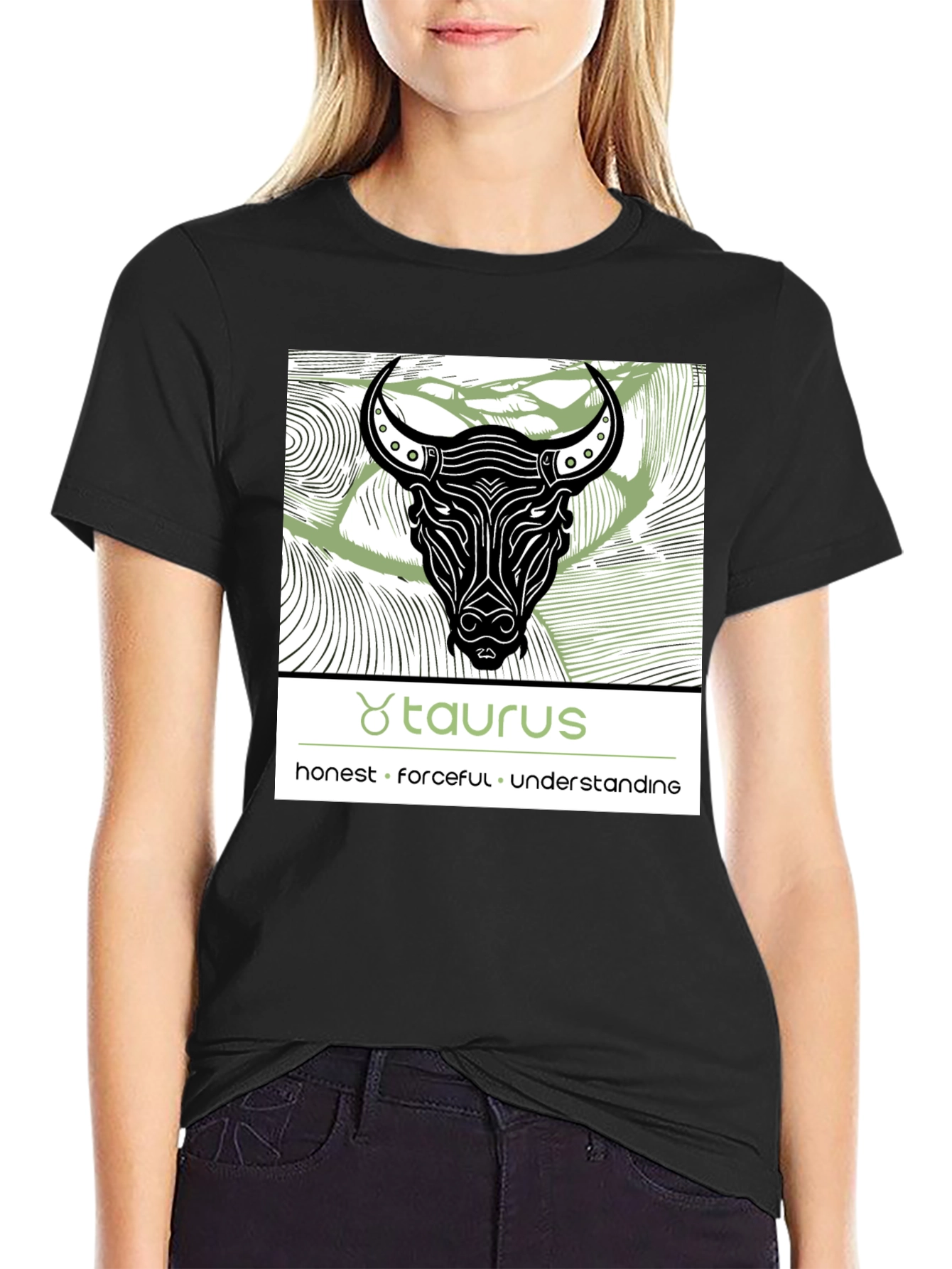 Taurus Zodiac Graphic Black T-Shirt