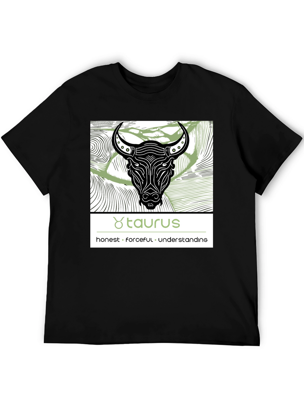 Taurus Zodiac Graphic Black T-Shirt