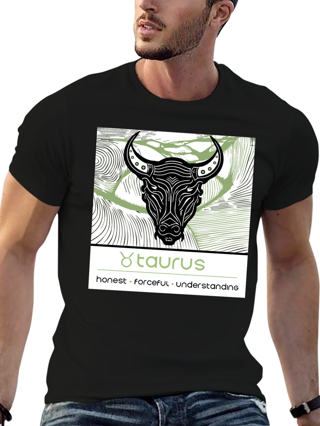 Taurus Zodiac Graphic Black T-Shirt