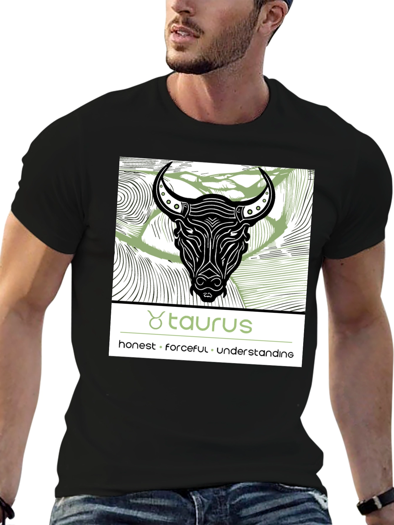 Taurus Zodiac Graphic Black T-Shirt