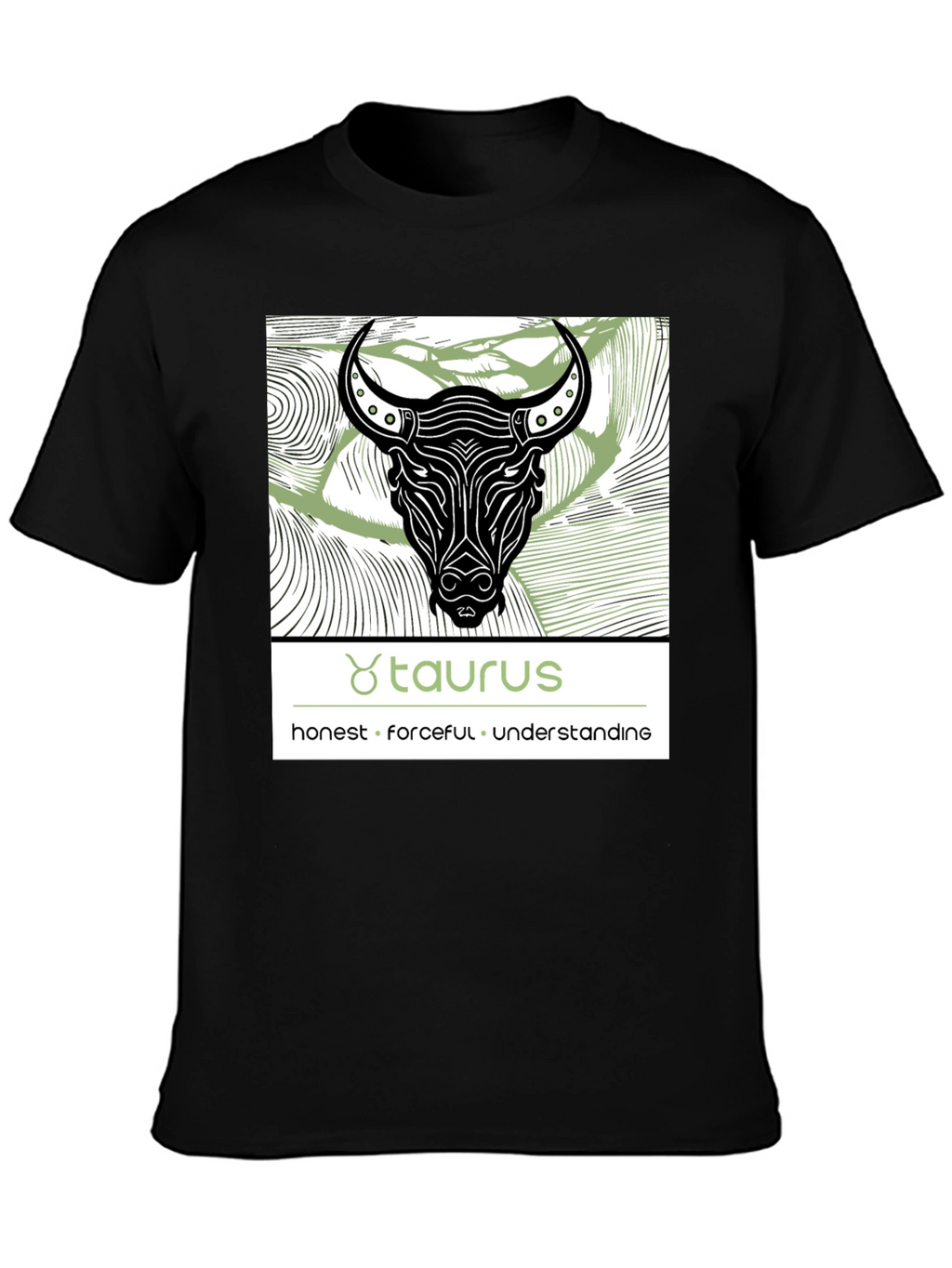 Taurus Zodiac Graphic Black T-Shirt
