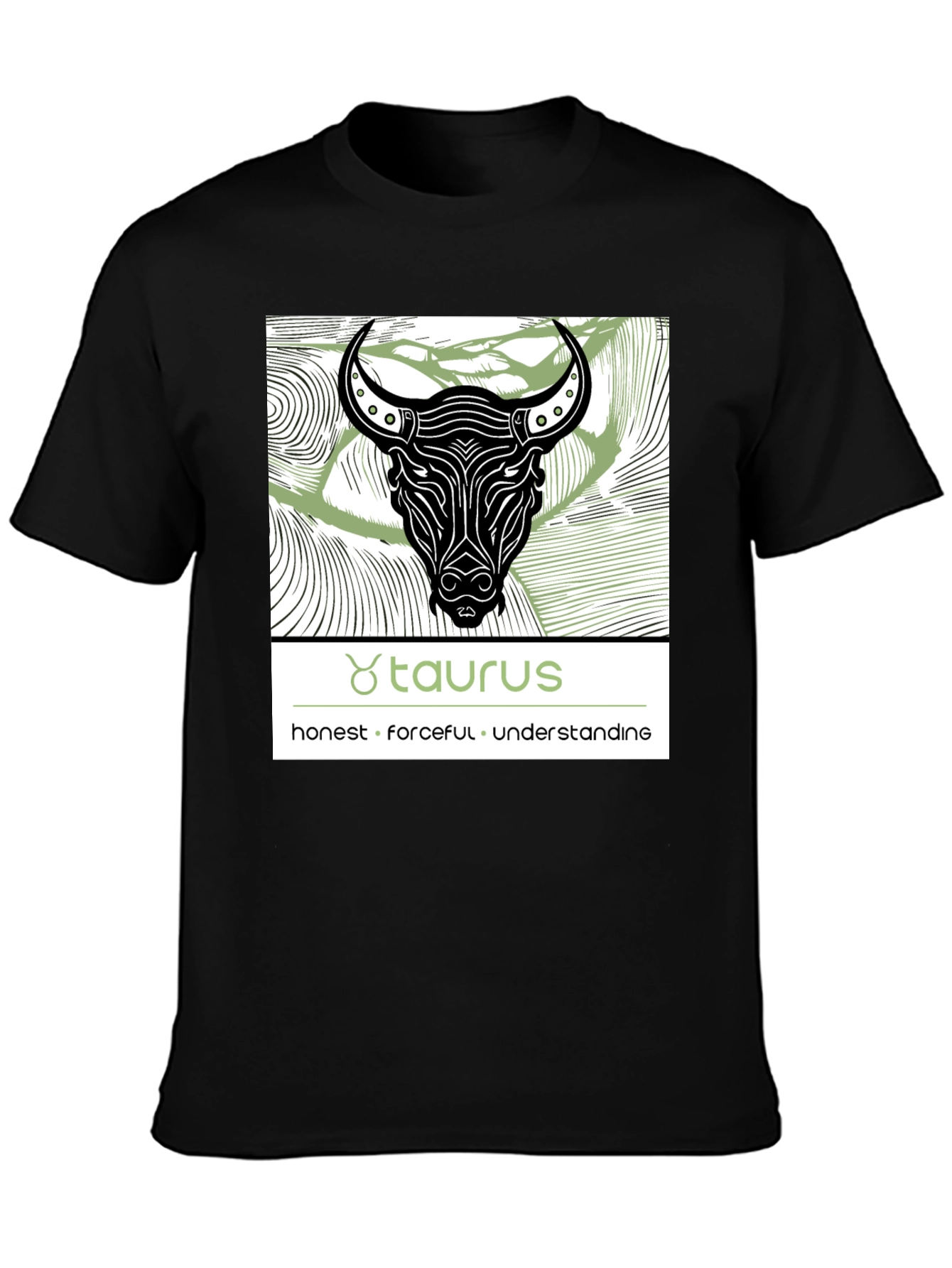 Taurus Zodiac Graphic Black T-Shirt