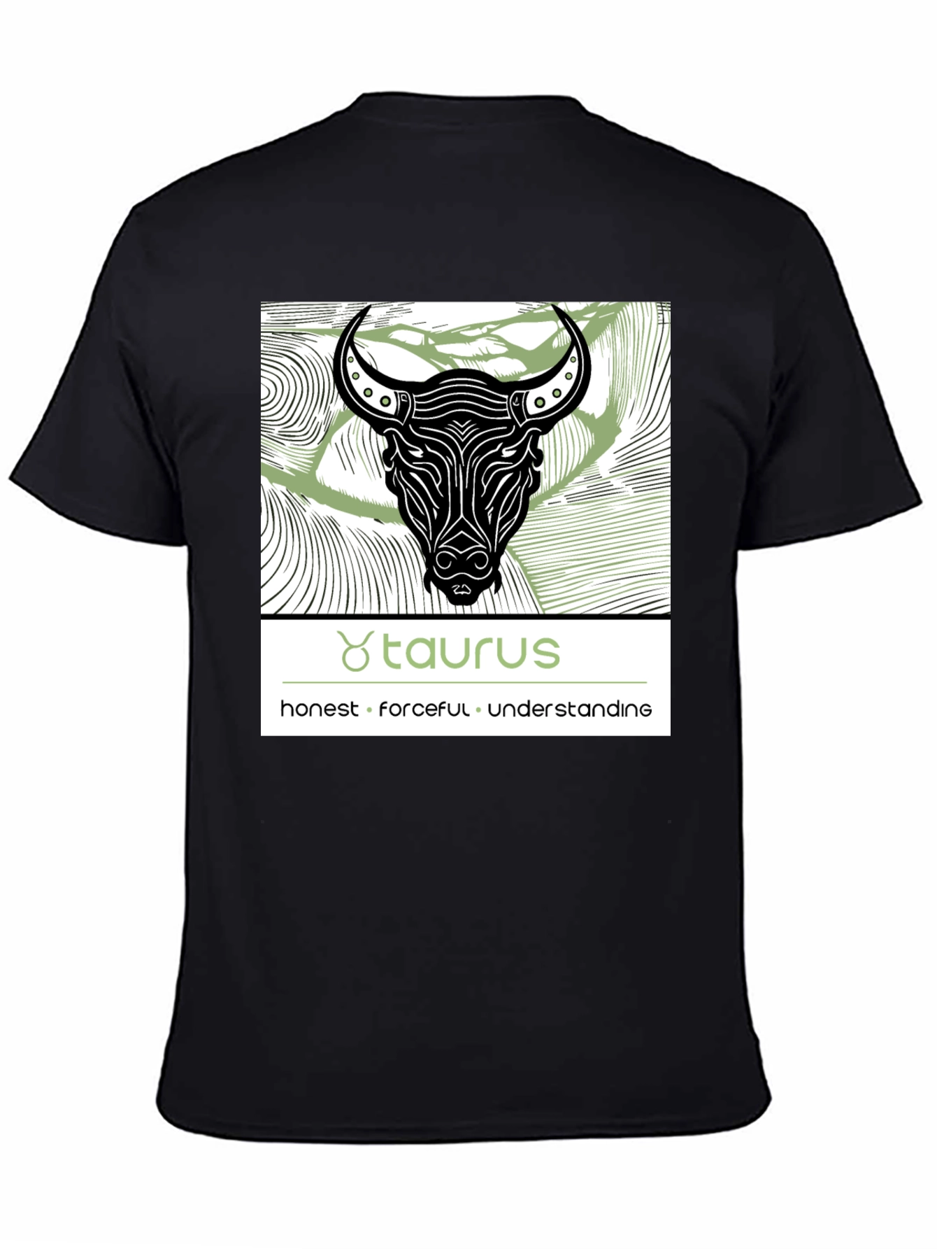 Taurus Zodiac Graphic Black T-Shirt