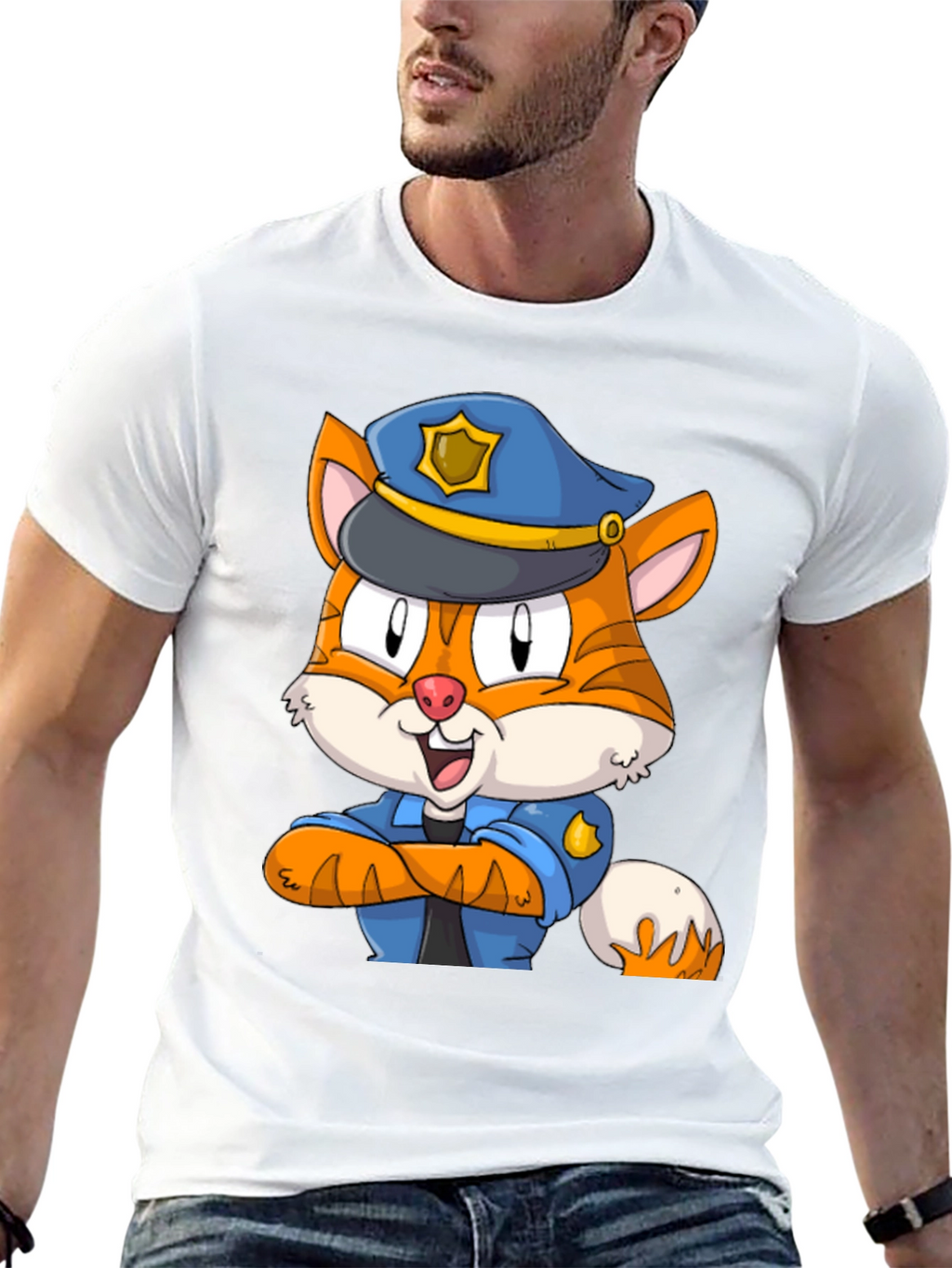 Cartoon Cat Police T-Shirt