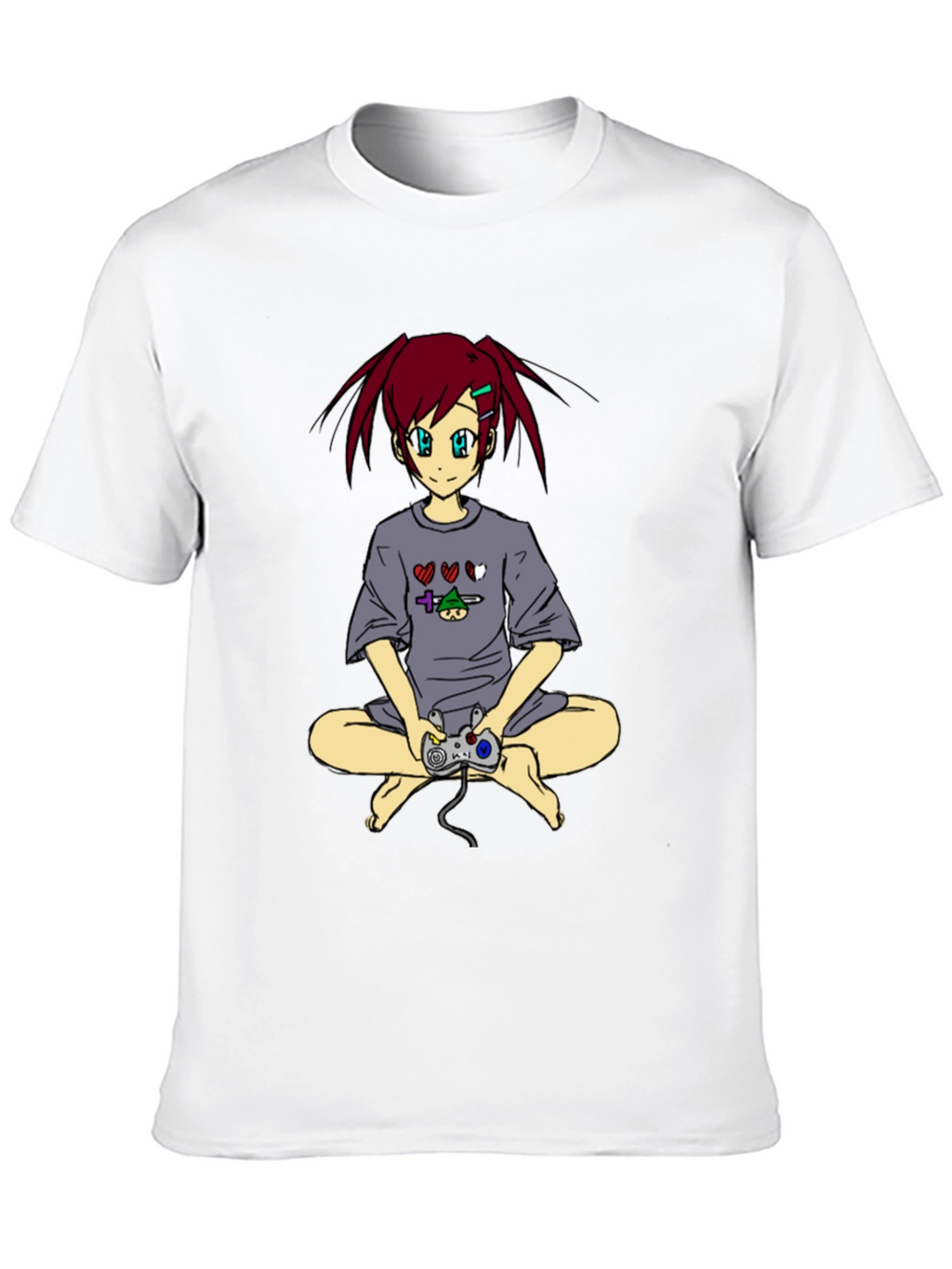 Anime Girl Gamer T-Shirt - Black