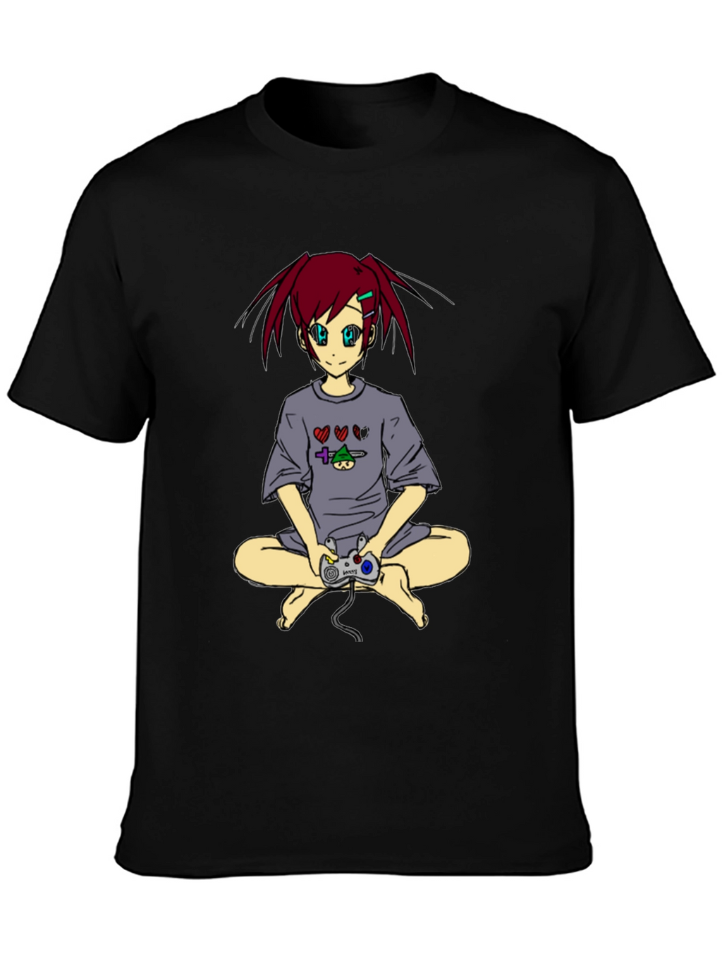 Anime Girl Gamer T-Shirt - Black