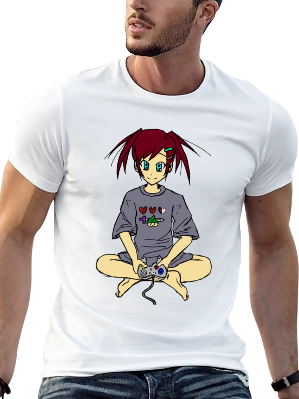 Anime Girl Gamer T-Shirt - Black