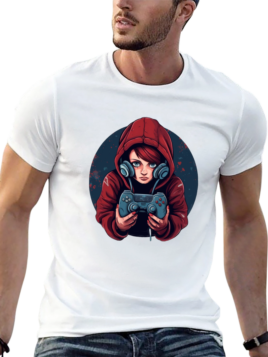 Gamer Girl Graphic Tee - Black Cotton Blend