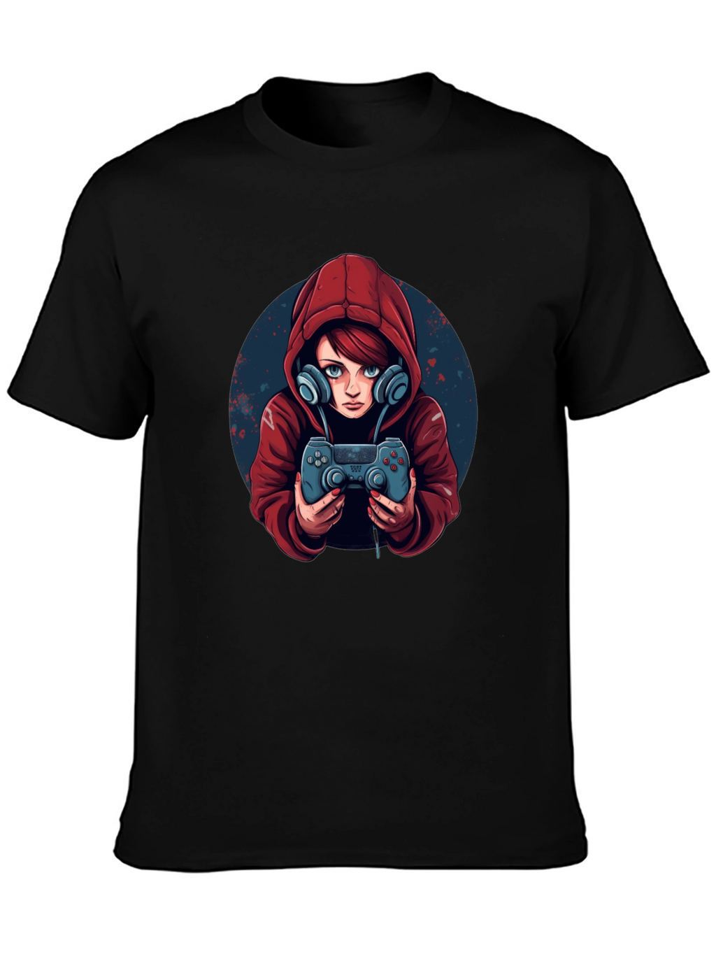 Gamer Girl Graphic Tee - Black Cotton Blend