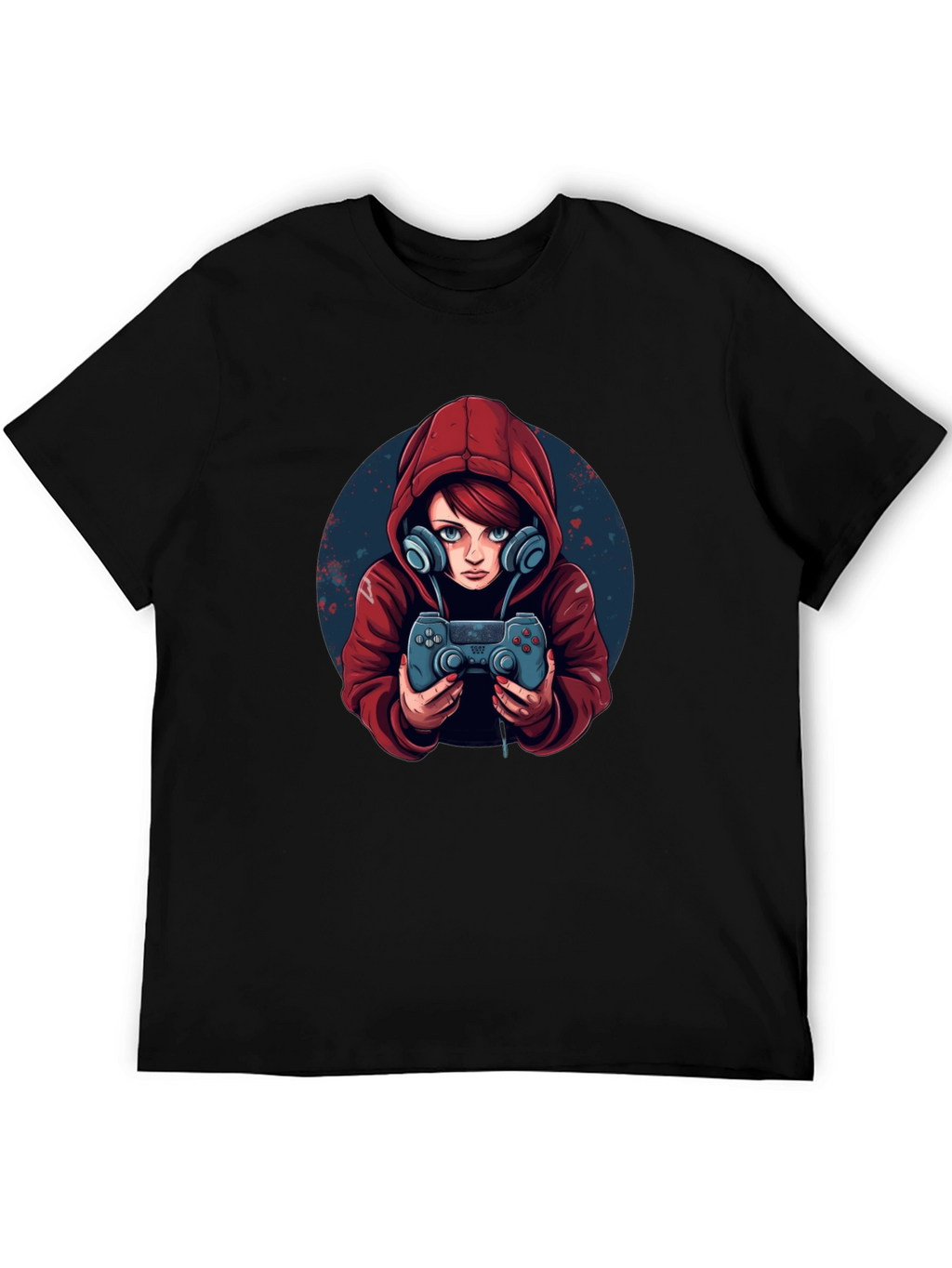 Gamer Girl Graphic Tee - Black Cotton Blend