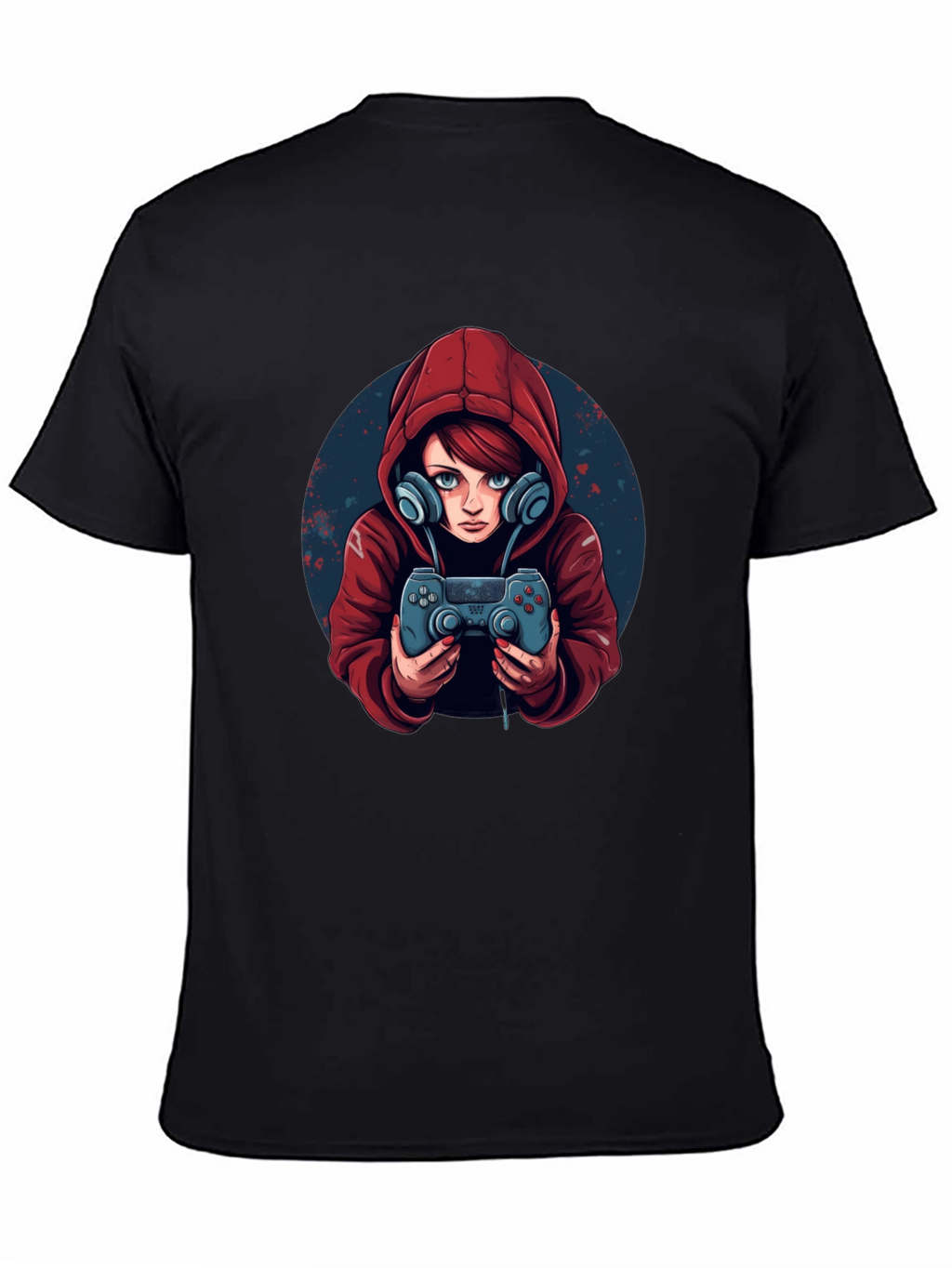 Gamer Girl Graphic Tee - Black Cotton Blend