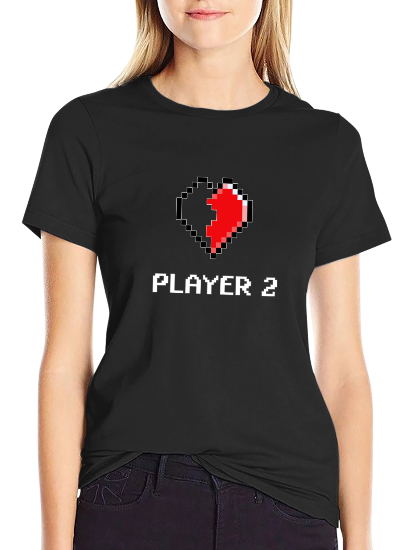 Player 2 Pixel Heart T-Shirt - Matching Gamer Tee
