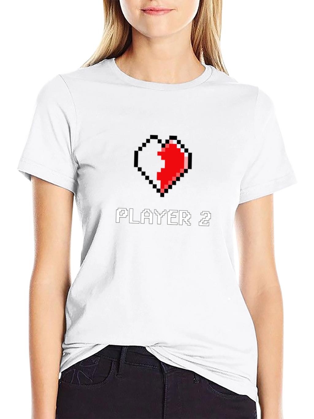 Player 2 Pixel Heart T-Shirt - Matching Gamer Tee