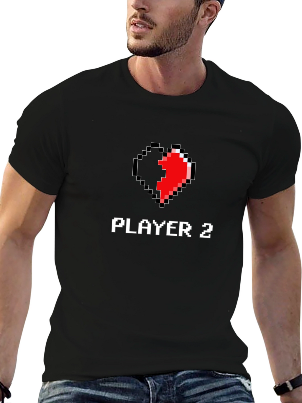 Player 2 Pixel Heart T-Shirt - Matching Gamer Tee