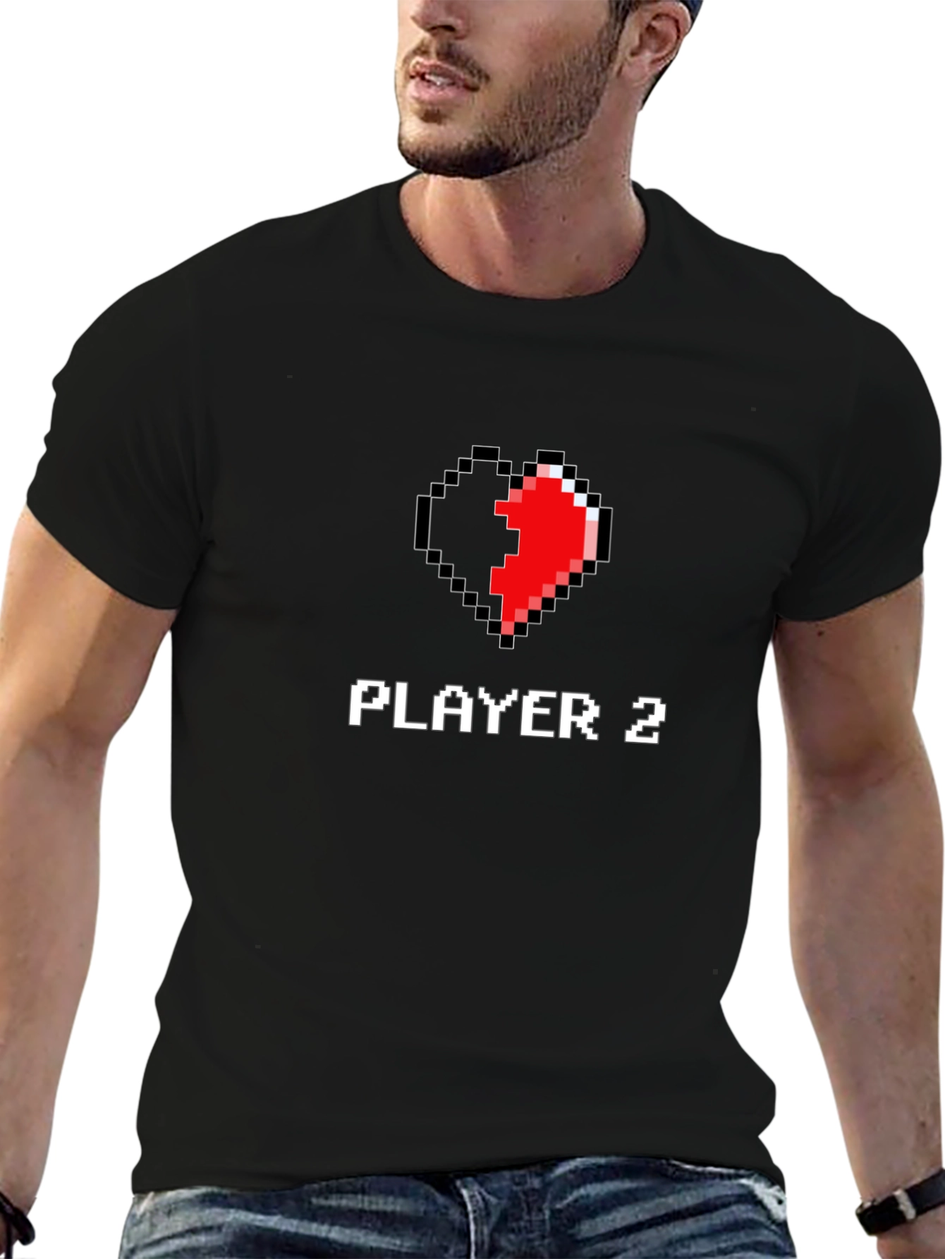 Player 2 Pixel Heart T-Shirt - Matching Gamer Tee