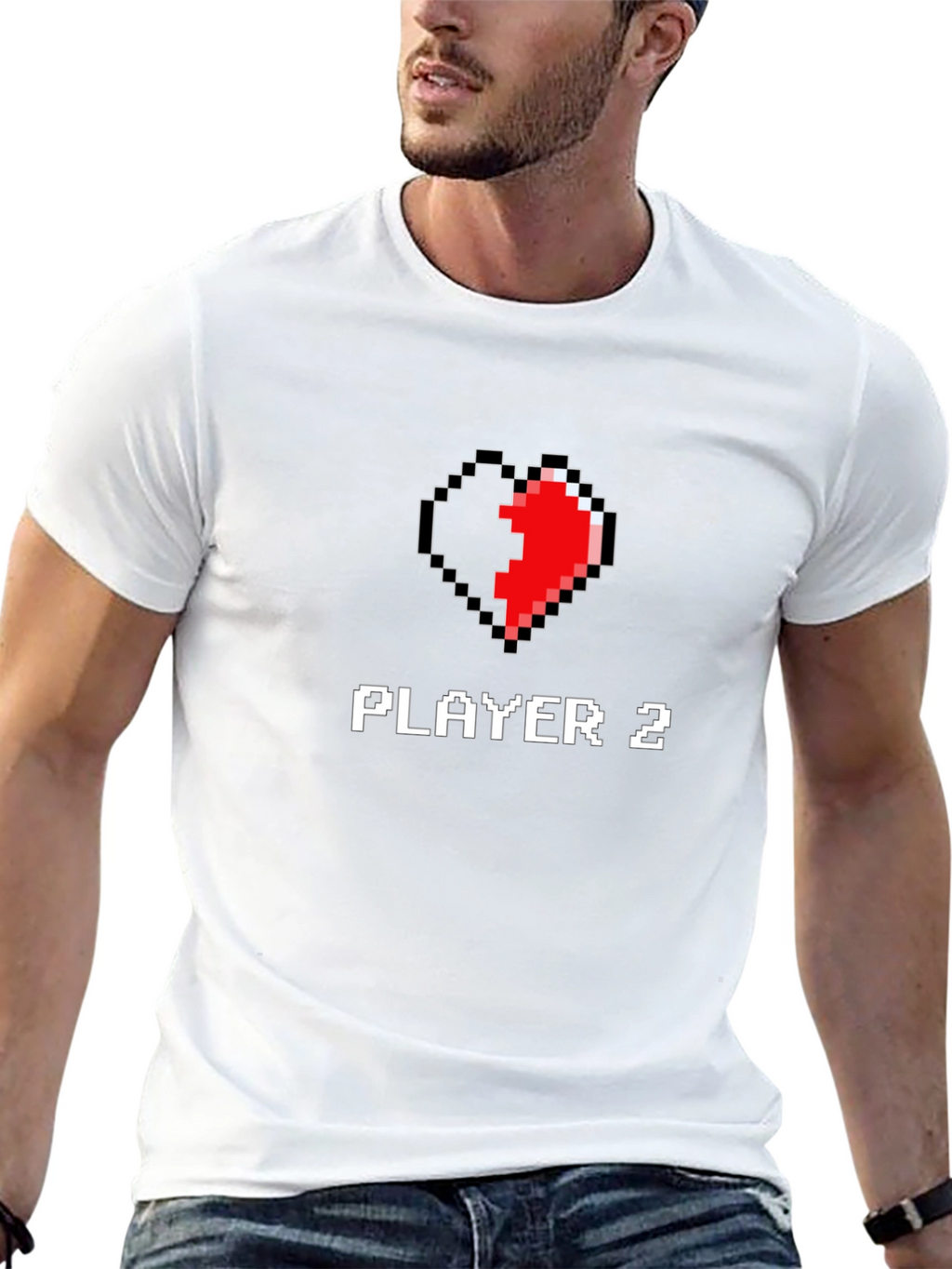 Player 2 Pixel Heart T-Shirt - Matching Gamer Tee