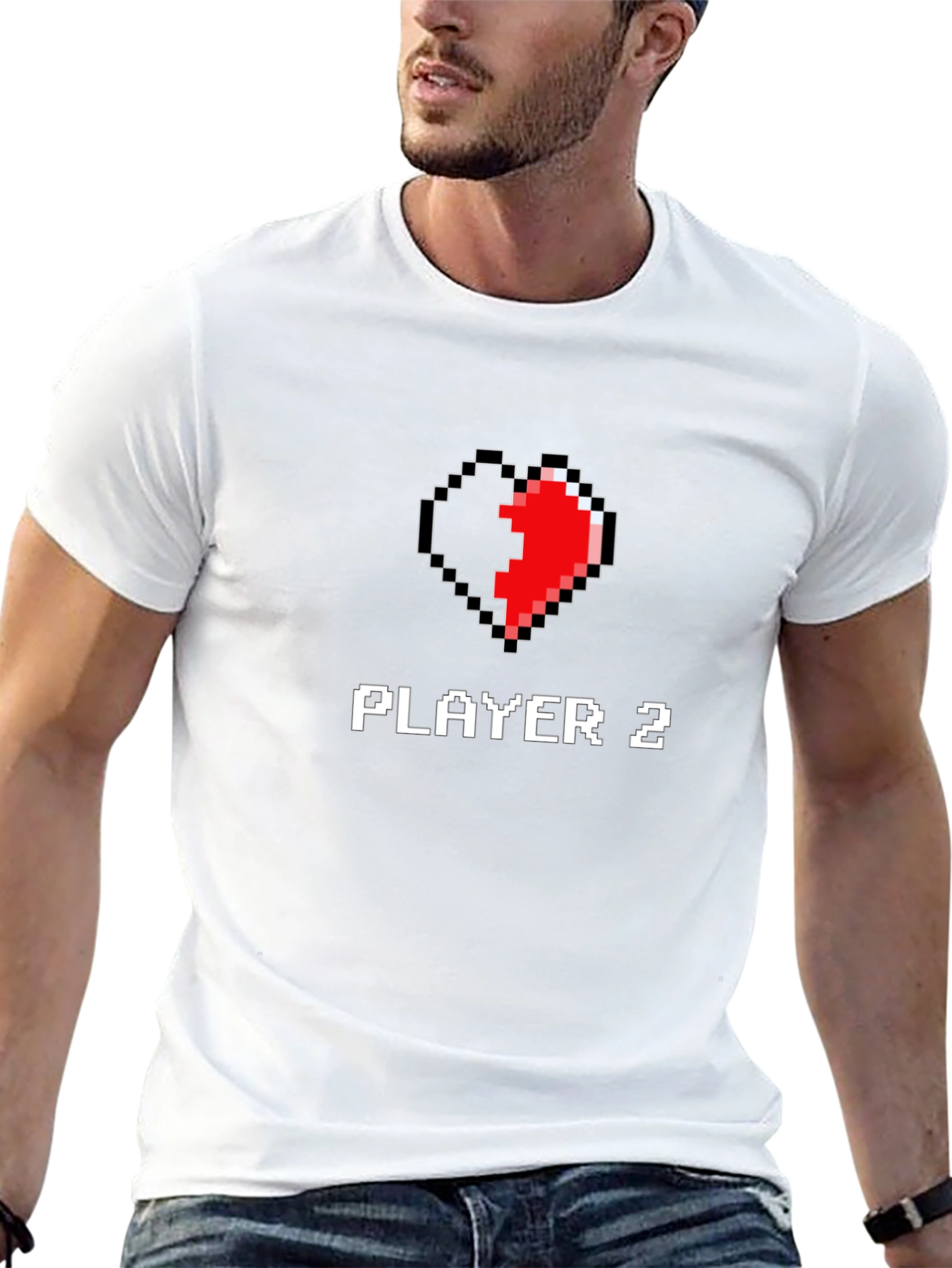 Player 2 Pixel Heart T-Shirt - Matching Gamer Tee