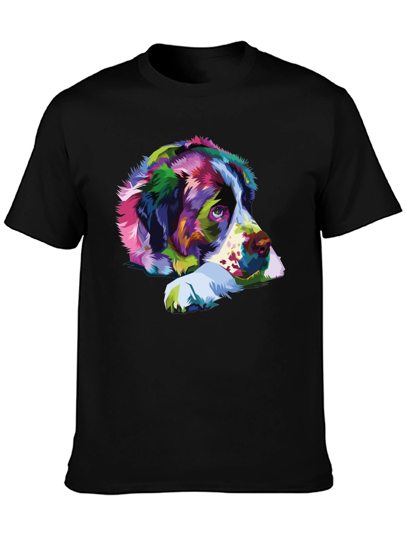 Colorful Dog Portrait Black T-Shirt