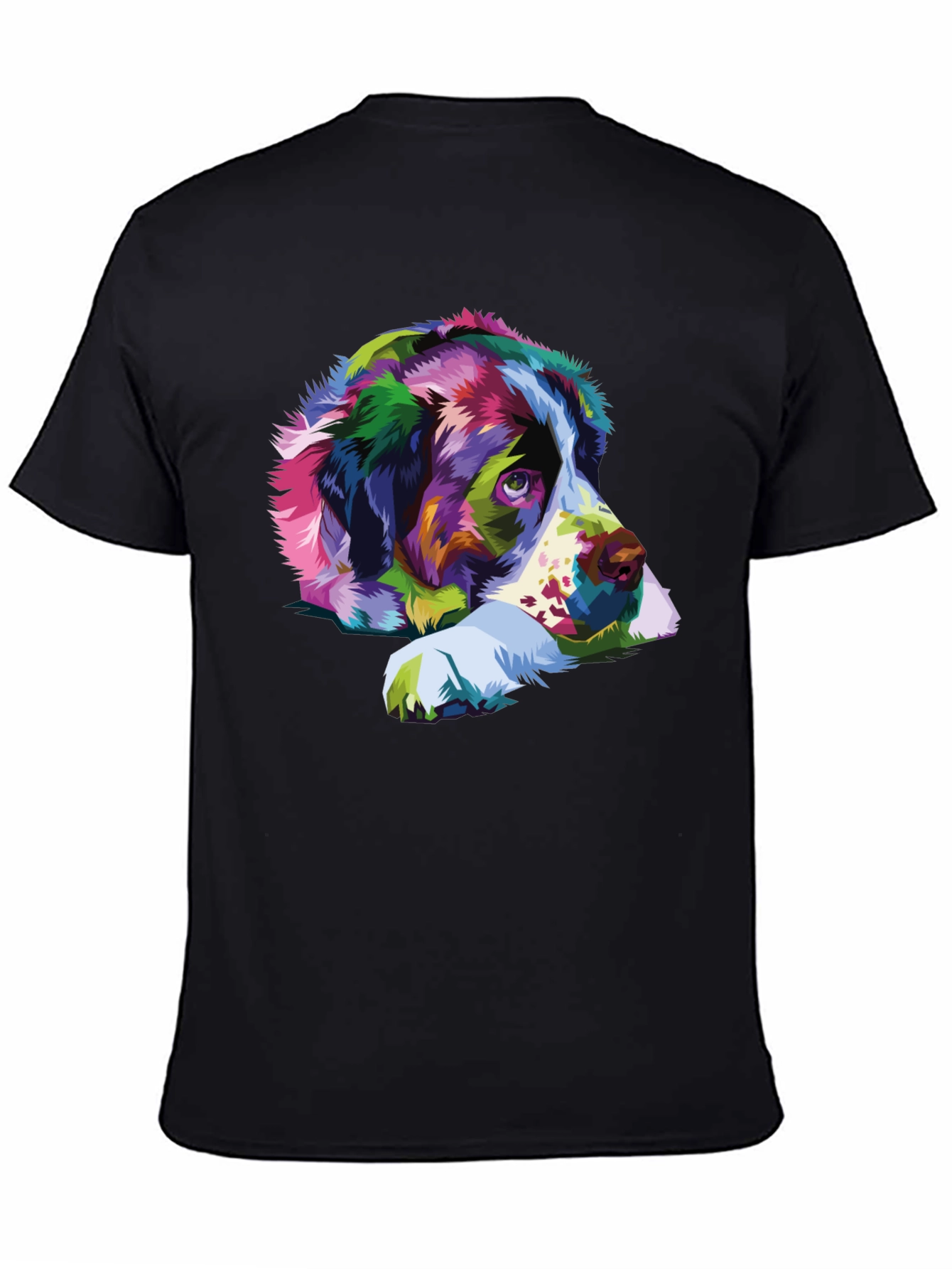 Colorful Dog Portrait Black T-Shirt