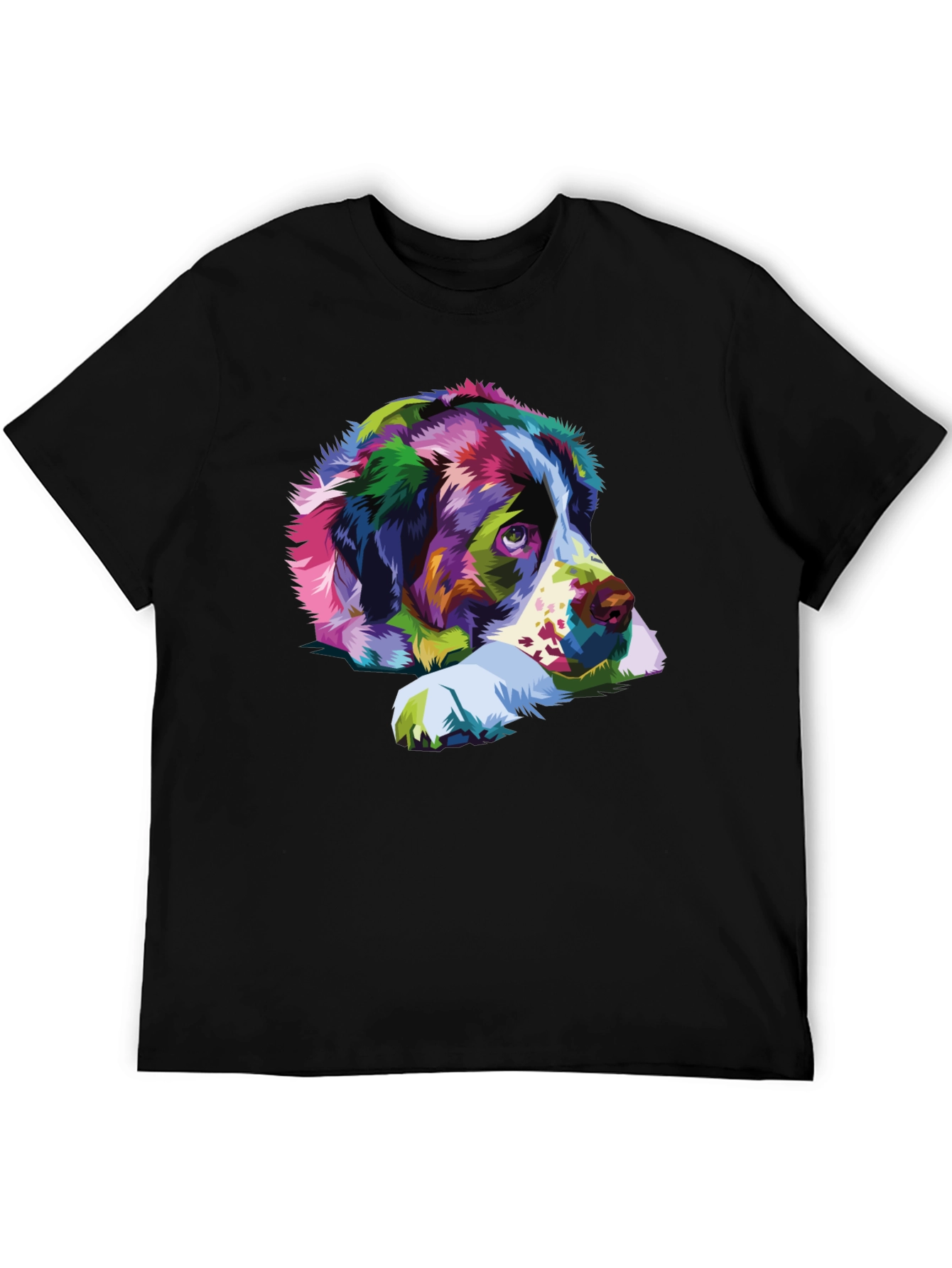 Colorful Dog Portrait Black T-Shirt