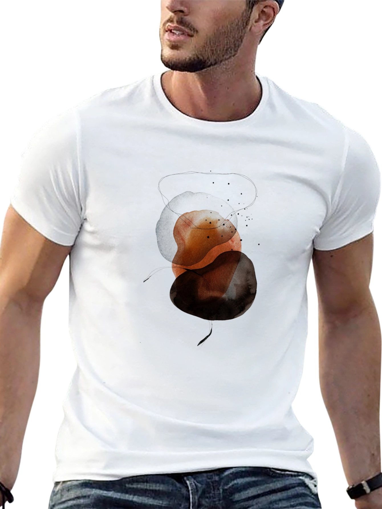 Abstract Geometric Circle Graphic Mens Black T-Shirt