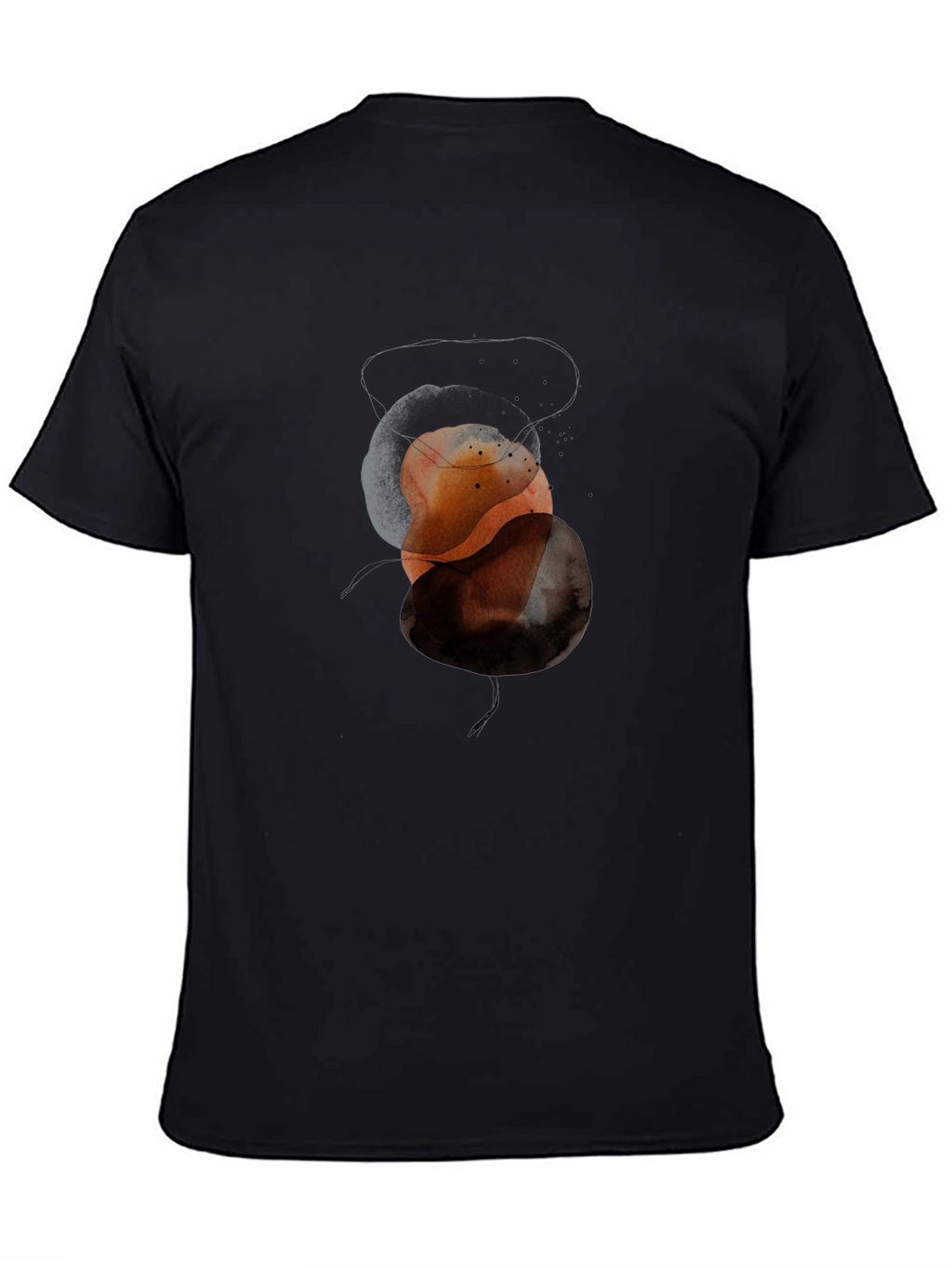 Abstract Geometric Circle Graphic Mens Black T-Shirt