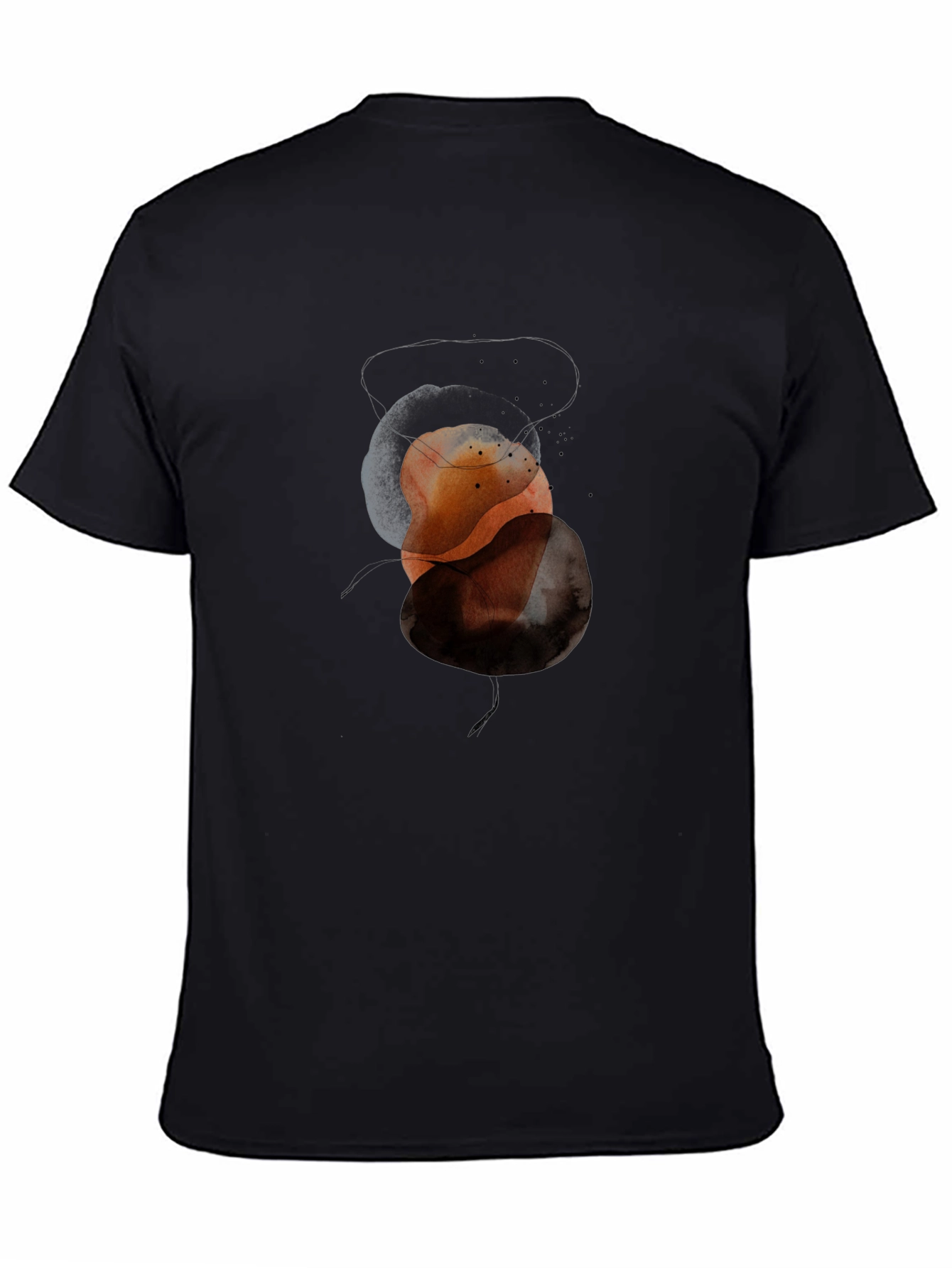 Abstract Geometric Circle Graphic Mens Black T-Shirt
