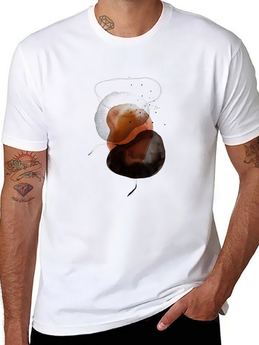 Abstract Geometric Circle Graphic Mens Black T-Shirt