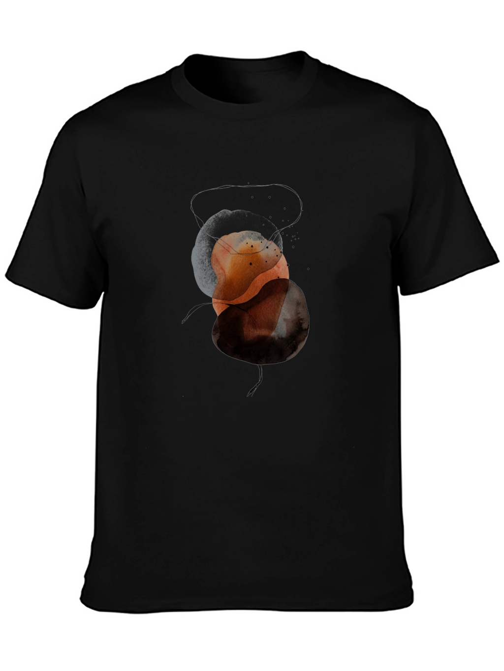 Abstract Geometric Circle Graphic Mens Black T-Shirt