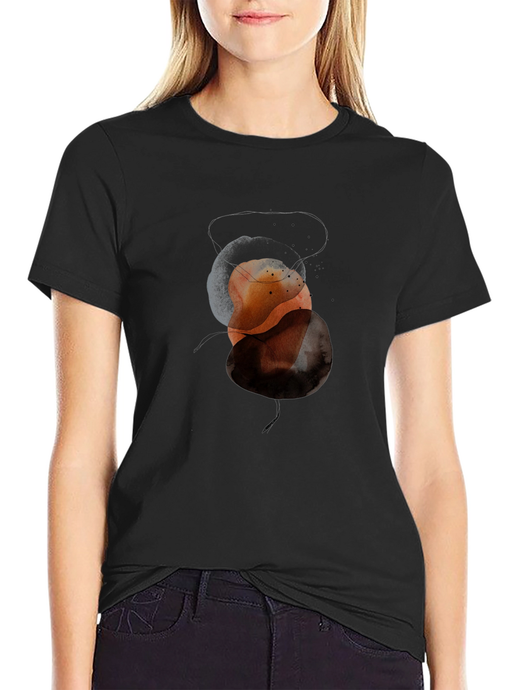 Abstract Geometric Circle Graphic Mens Black T-Shirt