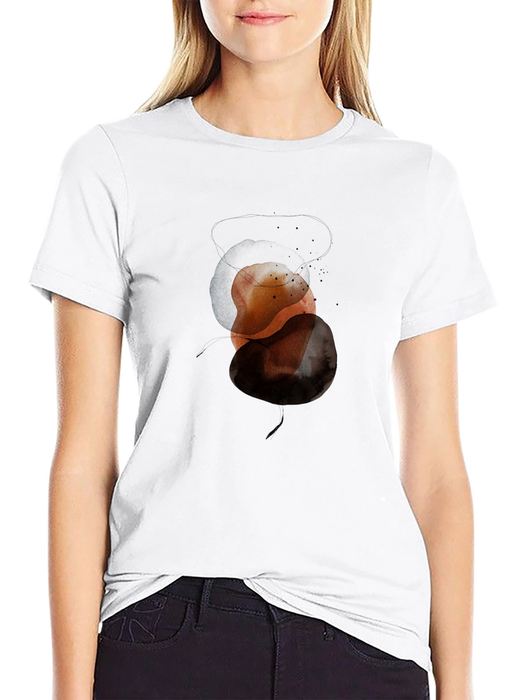 Abstract Geometric Circle Graphic Mens Black T-Shirt