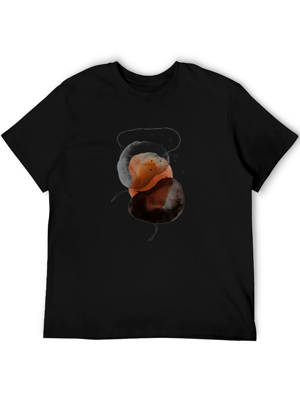 Abstract Geometric Circle Graphic Mens Black T-Shirt