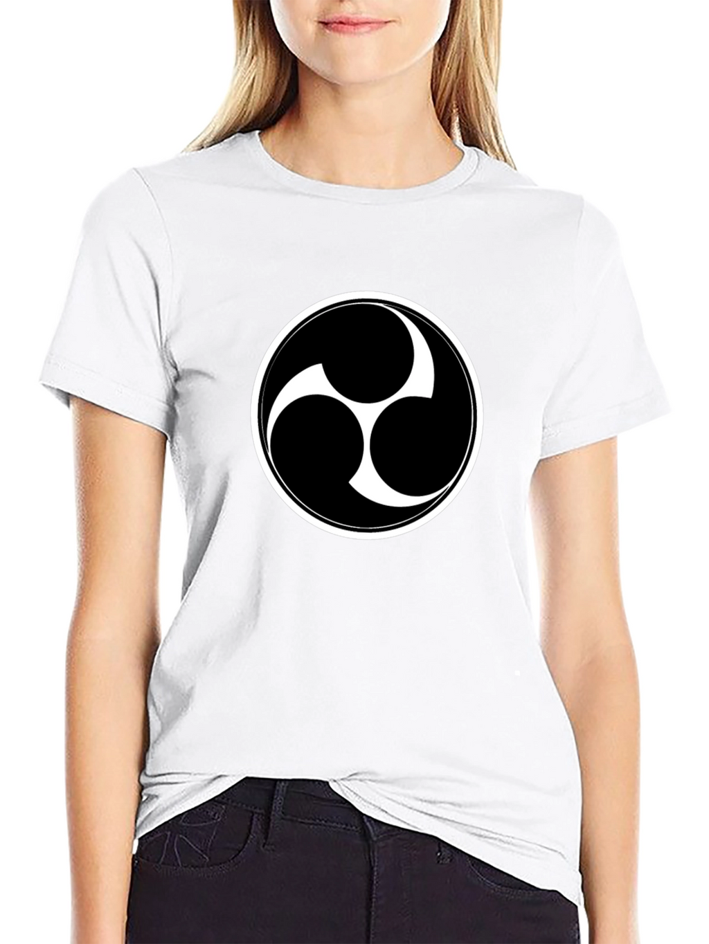 Black T-Shirt with Triple Tomoe Symbol