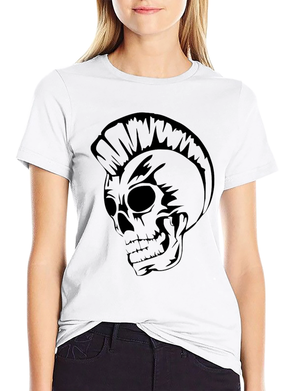Mens Black Punk Skull Graphic Tee