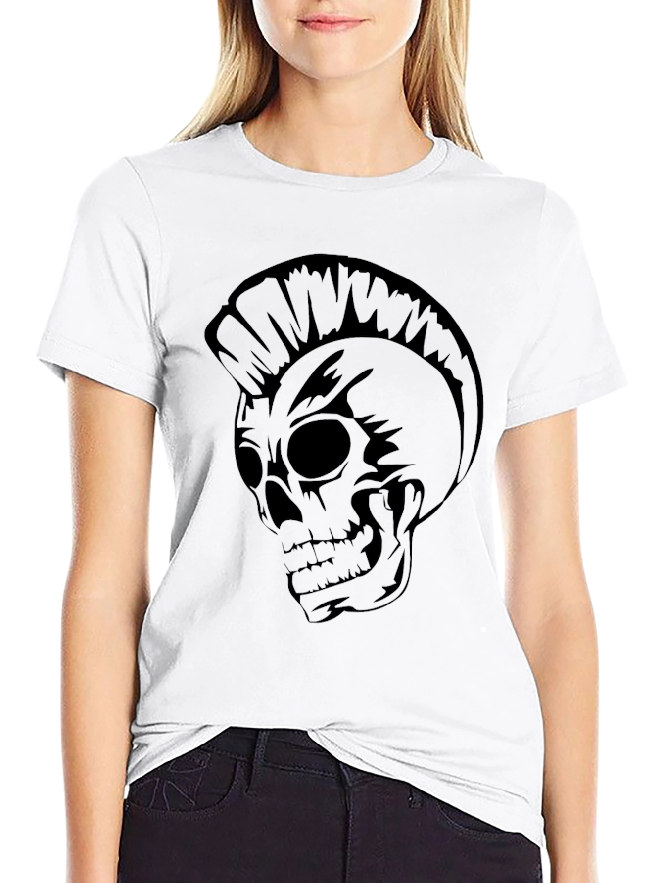 Mens Black Punk Skull Graphic Tee