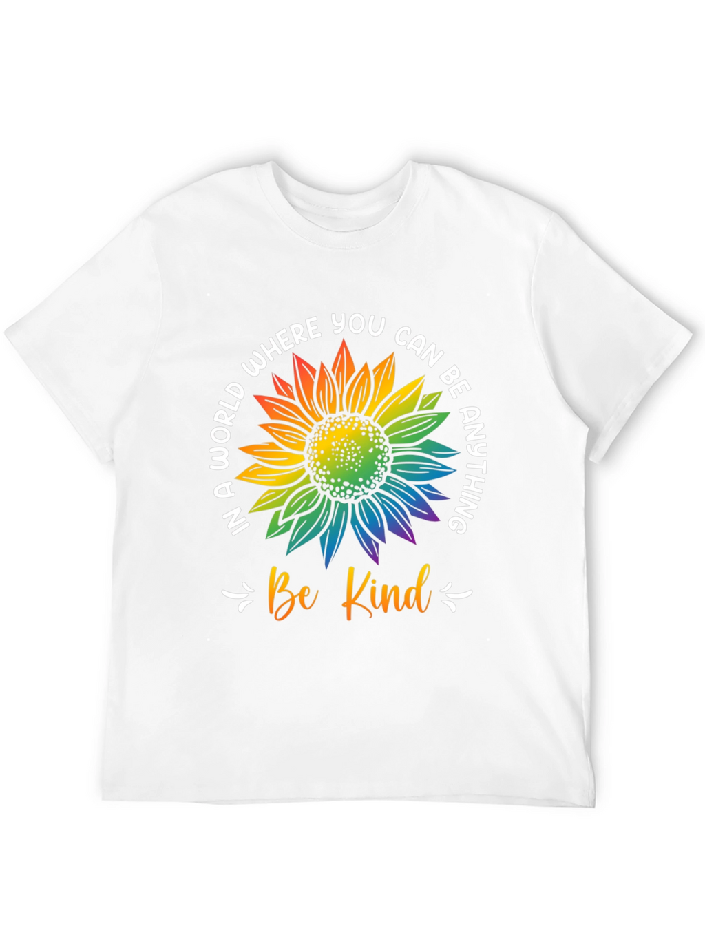 Be Kind Rainbow Sunflower Graphic T-Shirt