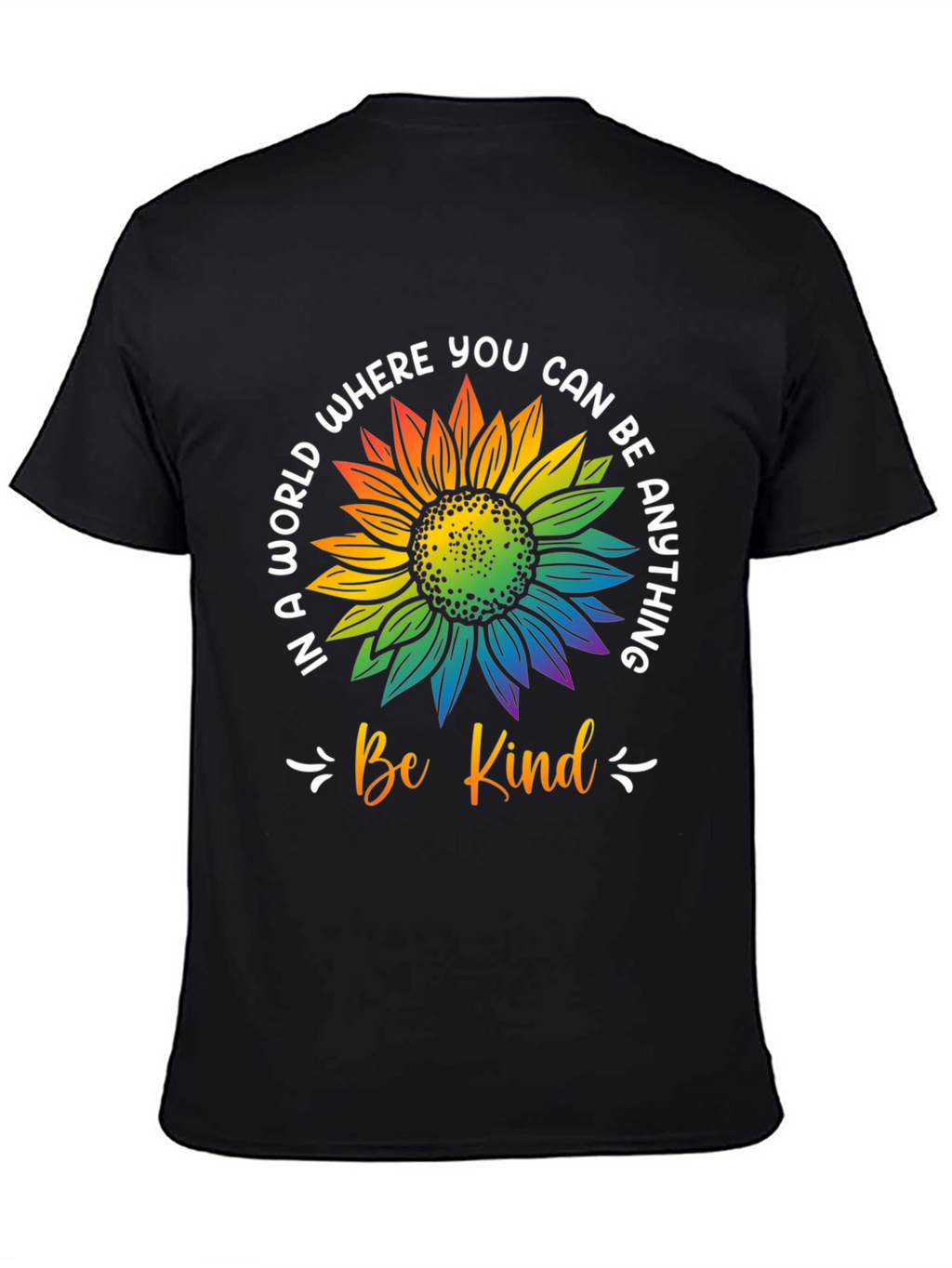Be Kind Rainbow Sunflower Graphic T-Shirt