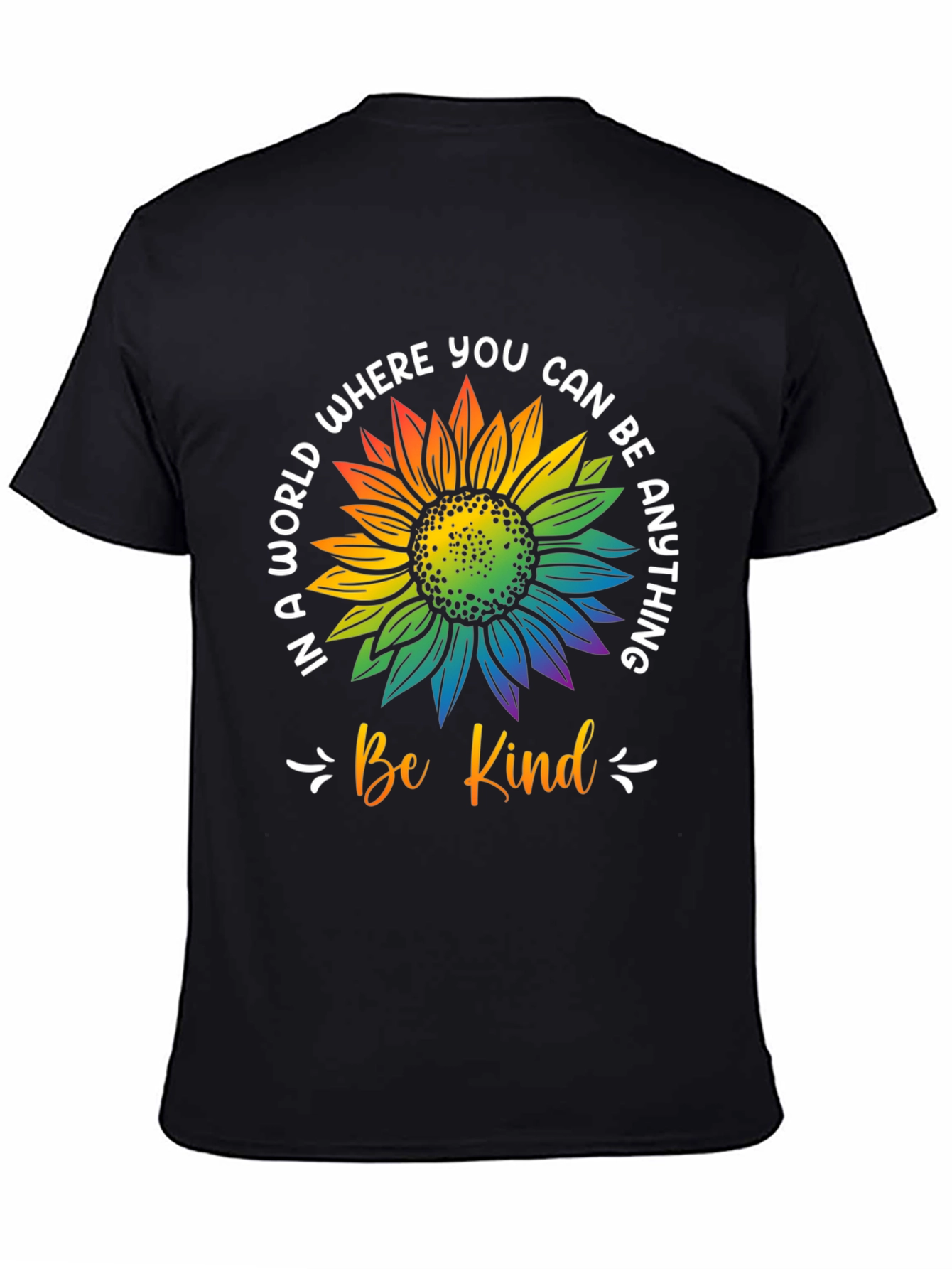 Be Kind Rainbow Sunflower Graphic T-Shirt