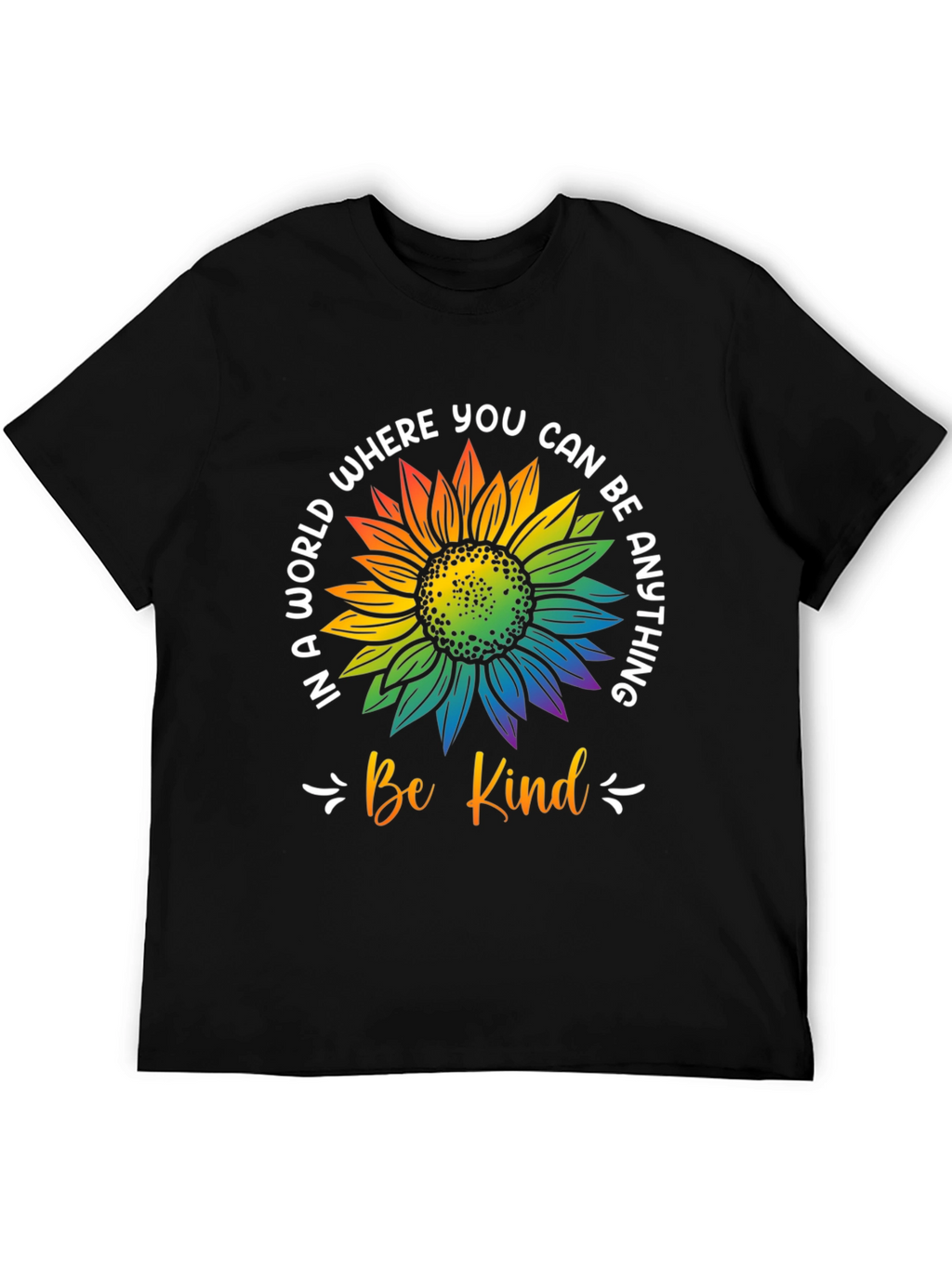 Be Kind Rainbow Sunflower Graphic T-Shirt