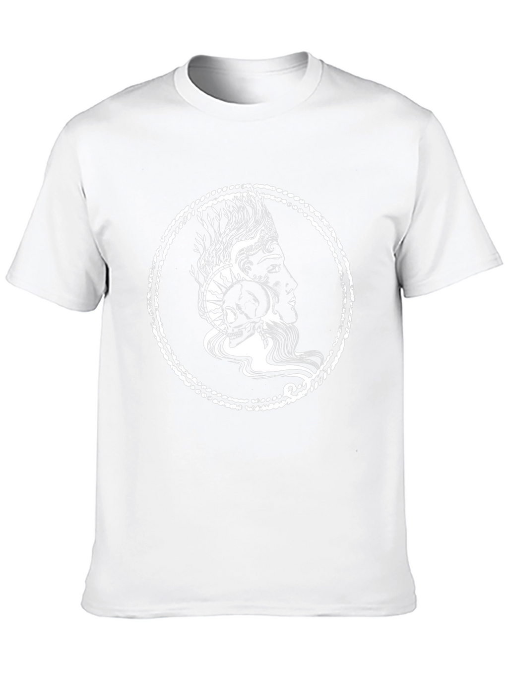 Graphic Print Black T-Shirt with Skull and Profile Design